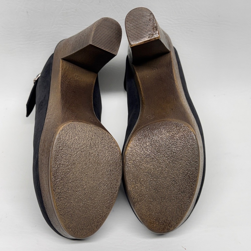 Boucherel Platform Slingback Clogs Women 7 Black Leather Plastic Heel Retro Boho - Picture 5 of 7